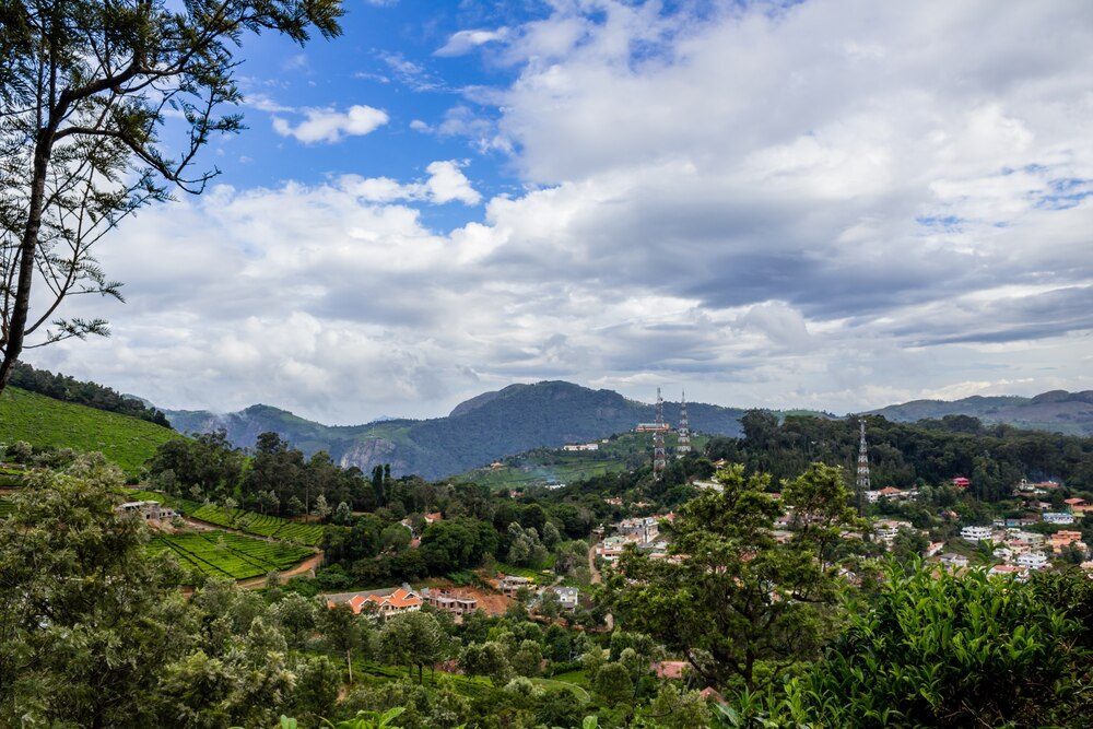 Ciudad entre montañas al fondo, como Caracas