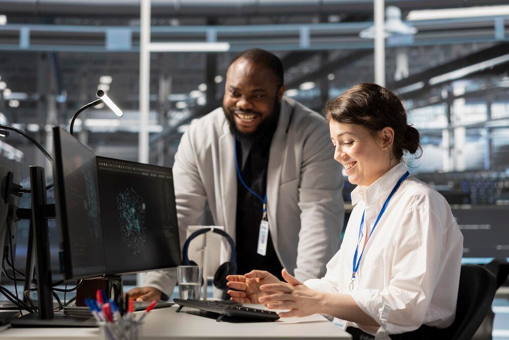 Business manager reviewing an IT infrastructure report with their team