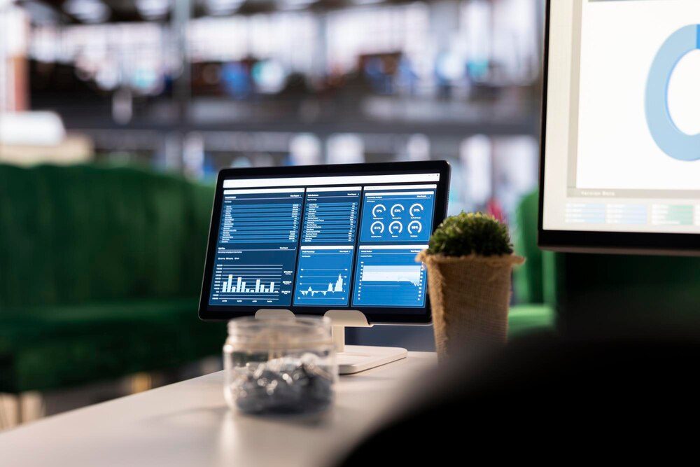 Business Intelligence dashboard showing sales and web traffic metrics
