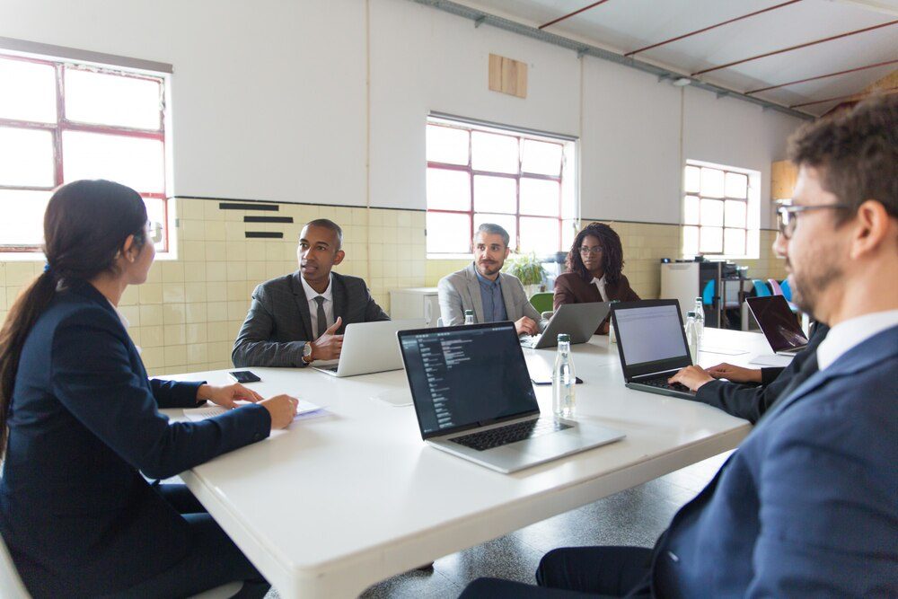 Analyst team in a cybersecurity training meeting