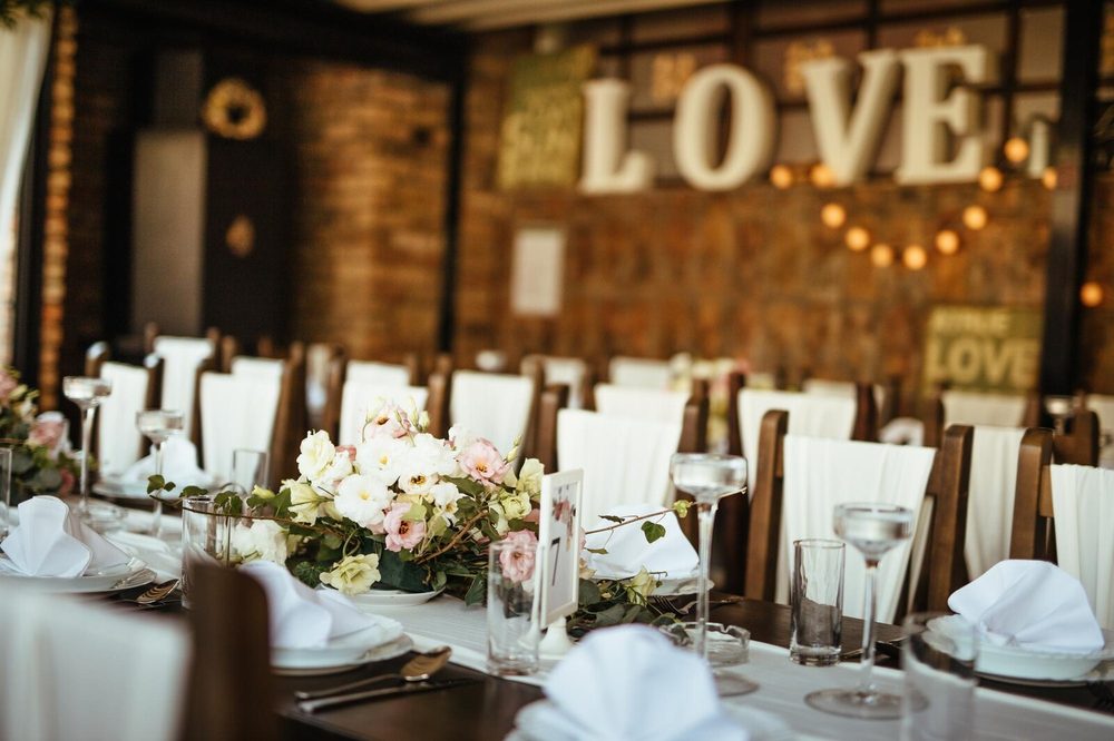 Banquet table set up for an event