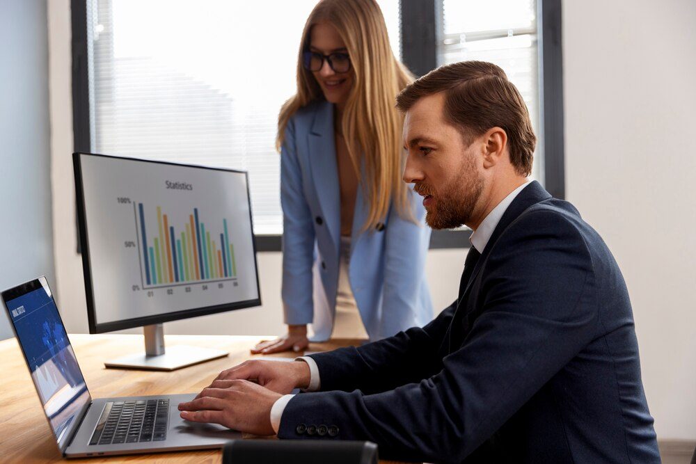 Business owner analyzing store sales and migration costs